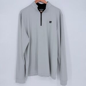 Good Good Golf Mens 2XL Quarter Zip Pullover Light Gray Performance Long Sleeve